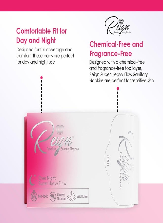 Reign Over Night Super Heavy Flow with Wings Sanitary Napkin for Women, Super Absorbent Pads (7 Count, 1 Pack) - Image 4